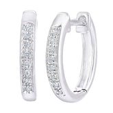 Round Diamond Prong Set Huggies Hoop Earrings in 9ct White Gold